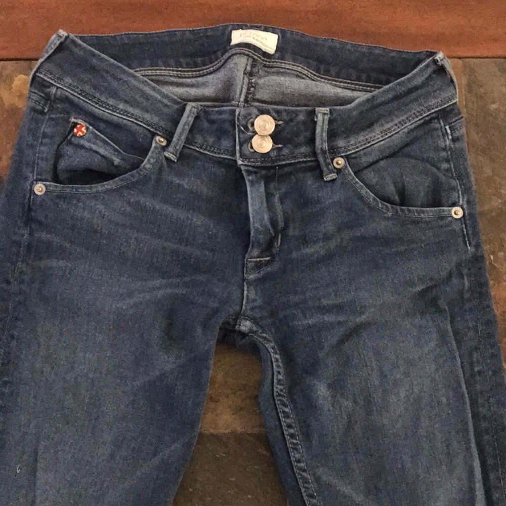 Blue low rise skinny Hudson jeans